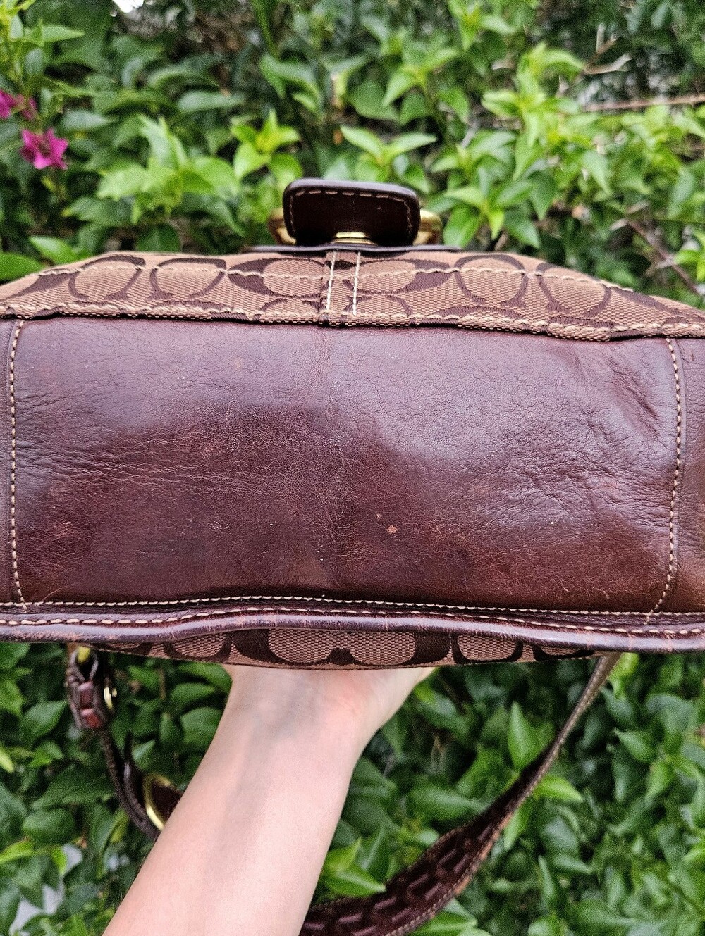 Coach Bleecker 11434 Chocolate Brown Signature Leather Flap Shoulder Bag Y2K - Picture 5 of 13